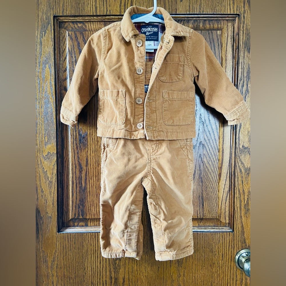 OshKosh B'gosh Brown Corduroy Overalls and Jacket